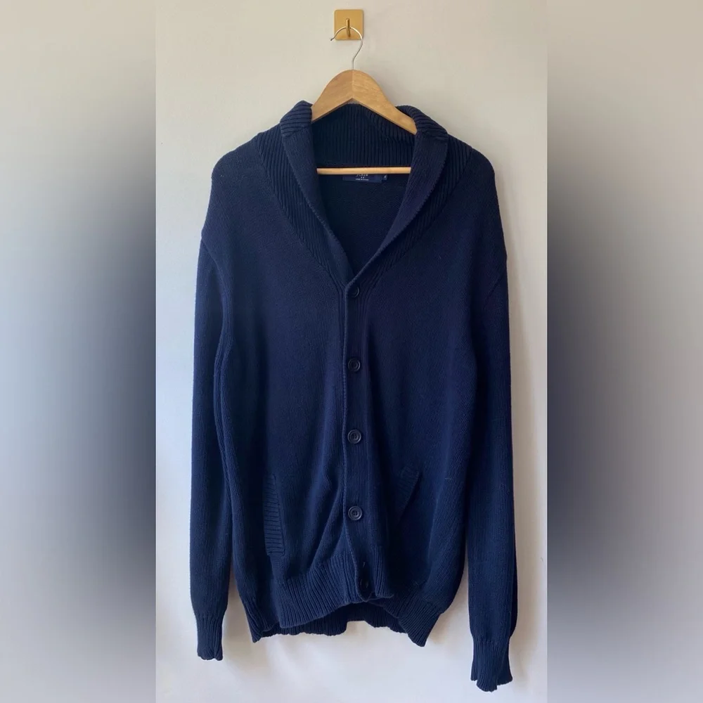 Men’s XL J. Crew Navy Cotton Grandpa Cardigan‎